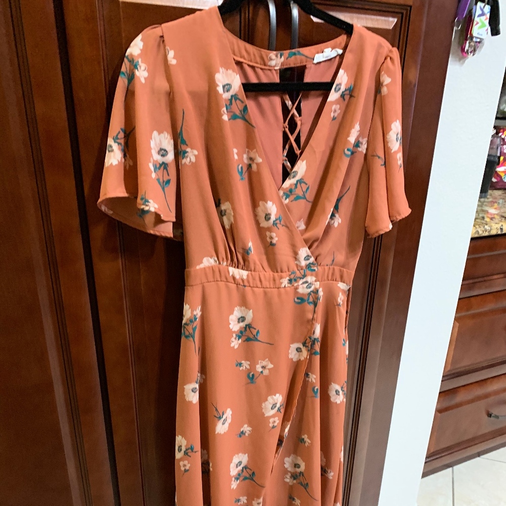 Pink Floral Wrap Dress